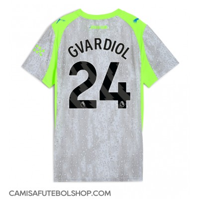 Camisa de time de futebol Manchester City Josko Gvardiol #24 Replicas 3º Equipamento Feminina 2025-26 Manga Curta Camisa de time de futebol Manchester City Josko Gvardiol #24 Replicas 3º Equipamento Feminina 2025-26 Manga Curta